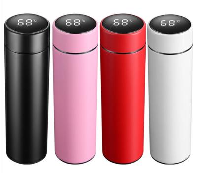 China Customized PORTABLE Dual LED Wall Temperature Display Vacuum Flask Stainless Steel Smart Water Bottle with Infuser for sale