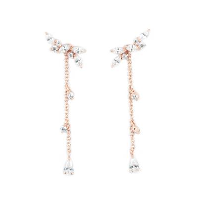 China 2022 Hot Delicacy Tasty 925 Silver Rose Gold Plated Cubic Zirconia Custom Jewelry Dangle Drop Earrings For Women for sale