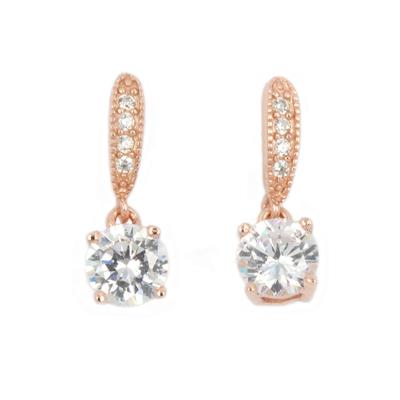 China 2022 HOT CLASSIC Classic 925 Jewelry Rose Gold Plated Cubic Zirconia Round Silver Custom Drop Earrings For Women for sale