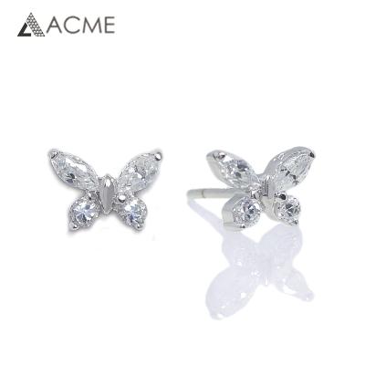 China 2022 HIGHLIGHT Fashion Jewelry 925 Animal Trendy Silver Tasty Rhodium Plated Zircon Butterfly Stud Earring For Women for sale