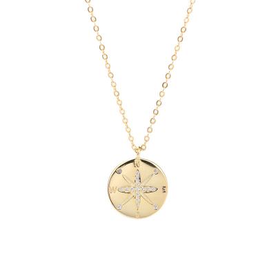 China 2022 Fashion Delicacy 925 Jewelry Silver Custom Gold Plated Compass Star Necklace For Women for sale