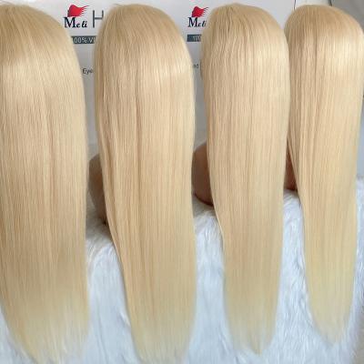 China High quality blonde body wave wig hair with baby hair, siwiss Hd lace up full frontal wig, pre plucked straight frontal wig for sale