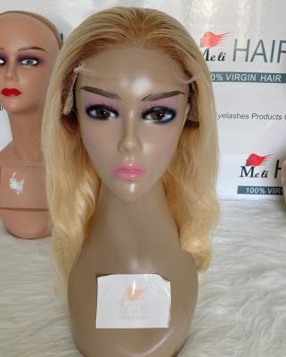 China 613 Silky Straight Wave Honey Blonde Dark Root Closure Wig Colored Wig 27/613 Dark Roots Blonde 5x5 Closure Wig for sale