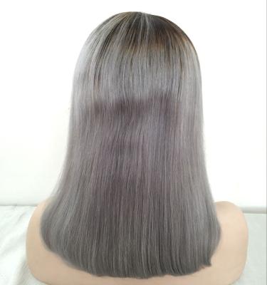 China Silky Straight Wave Cuticle Aligned Gray Full Lace Human Hair Wigs Factory Direct Sales High Quality Brazilian Hair Wigs for sale