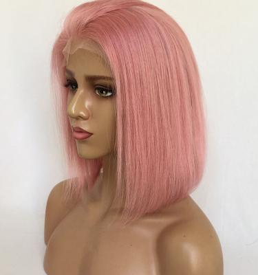 China Cheap Pink Lace Front Wig Cuticle Aligned Hair Front Wig With Baby Hair Ombre Silky Straight Wave Hair Lace Front Wig for sale