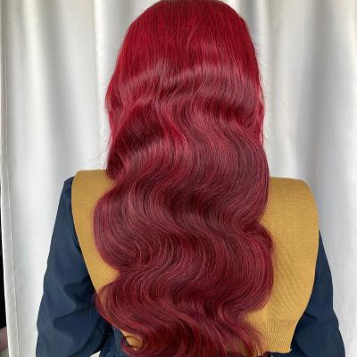 China Silky Straight Wave Burgundy Wigs Full Frontal Hair Colors, Body Wave Hair Texture Hair Weaves, 100% Hair Lace Wigs for sale