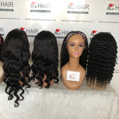 China Silky Straight Wave No Glue Glueless Brazilian Hair Wig Head Band Brazilian Hair Cuticle Aligned Hair Tangle Free for sale