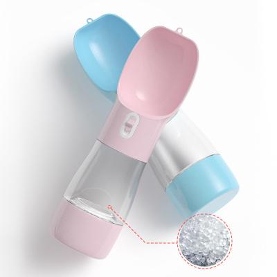 China Clear Food Storage Portable Plastic PC Two-in-one Water Cup For Cat With Food Storage Box for sale