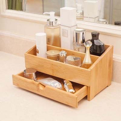 China Sustainable Bamboo Organizer Makeup Storage Drawer Jewelry Skincare Organizer for sale