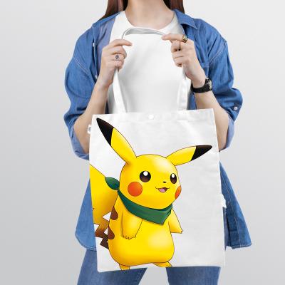 China Casual Canvas Tote Bag with Pikachu Printing Shopping Bags for Travel for sale