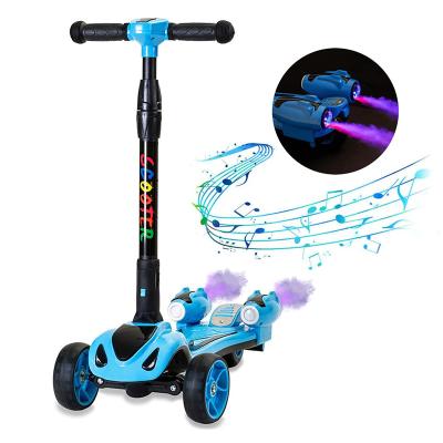 China 2022 Music Light Jet Kids Foot Toys Scooter Customized Box Rocker Logo Outdoor 3 Wheels Kids Electric Scooters For Kid Christmas Gift for sale