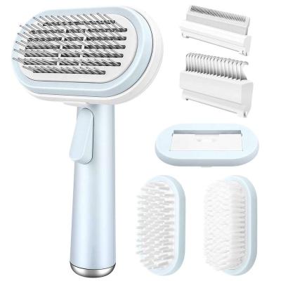 China Viable Multifunctional Dog Cat Brush 5 in 1 Safe Kit Pet Grooming Pin Comb for Dematting Bath Massage Hair Deshedding Comb for sale