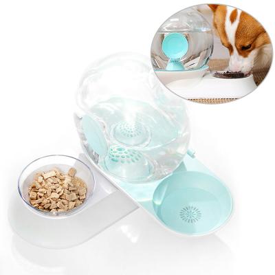 China 2023 Automatic Pet Supplies 2 in 1 Cat Dog Bowl Pet Feeder Automatic Drinking Water Bottle Fountain Pet Water Dispenser for sale