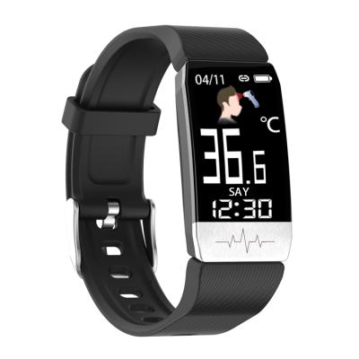 China IP67 Waterproof New T1S Temperature Smart Wristband with Heart Rate Blood Pressure Smart Band Feature App Control Function Activity Bracelet for sale