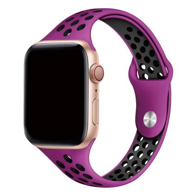 China Cm Color Adjustable Dual Mode Slim Silicone Rubber Sport Correa de reloj Band For Apple Watch 7 38/40/41 mm for sale