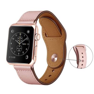 China Handmade Soft Leather Genuine Leather Watch Strap Buckle Wrist Band For Apple Watch Compatible Strap For Women Men for sale