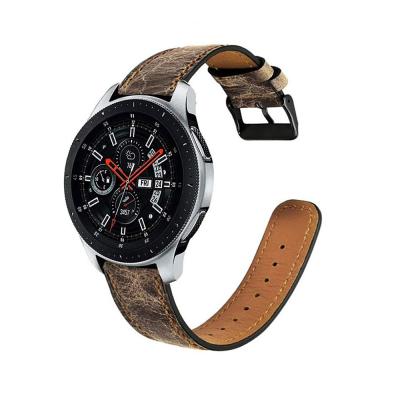 China MOQ 20mm Round 22mm Low Tail Black Brown Soft Watch Strap Leather Band For Samsung Gear S2 S3 For Huawei Watch for sale