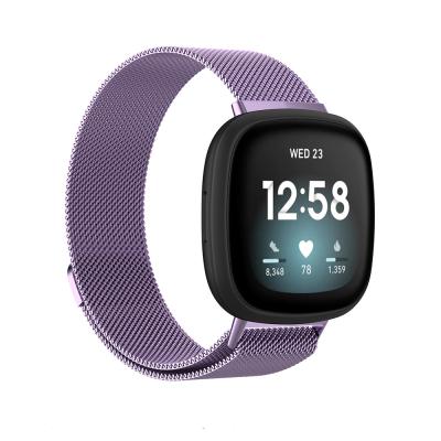 China Low MOQ cm New Arrival Milanese Stainless Steel Mesh Metal Strap For Versa 3 Watch Band For Fitbit Sense for sale