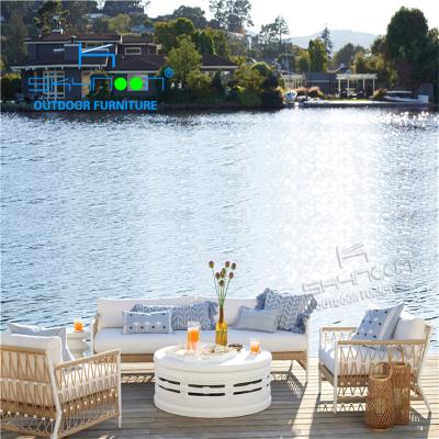 China Modern High Quality Outdoor Leisure Sofa Set Nice Design Metal Frame Sofa Garden Hotel Patio Rope Sofa Set (72102) for sale