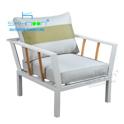 China Contemporary hot selling armchair best price teak patio aluminum outdoor furniture sofa luxury modern living room garten sofa (62113A) for sale