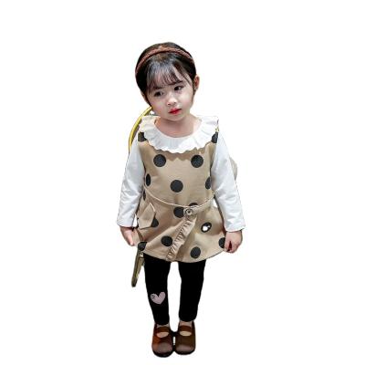 China 2020 Casual Clothes For Baby Dot Print Three-piece Suit Girls Dress Sets Spring Autumn Girls Dress Sets for sale