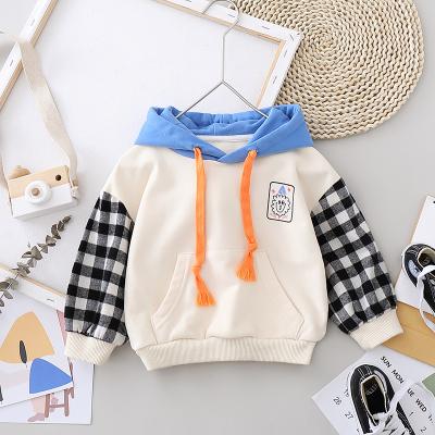 China Wholesale Breathable Drop Kids Hoodie Letters Plaid Sleeve Boys Clothes Sets Bag Casual Quantity Custom Kids Sweatshirt for sale