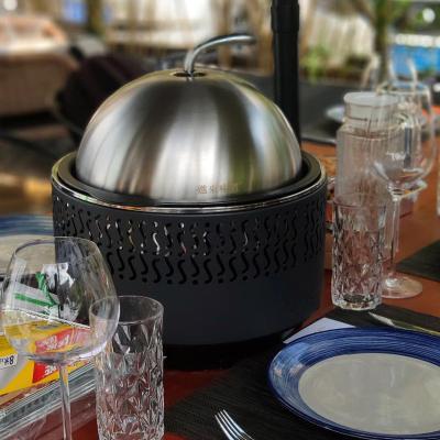 China Outdoor Easily Cleaned Stainless Steel Food Cover Restaurant Accessory Around Creative Designer Metal Food Covers BBQ Grill Food Dome for sale