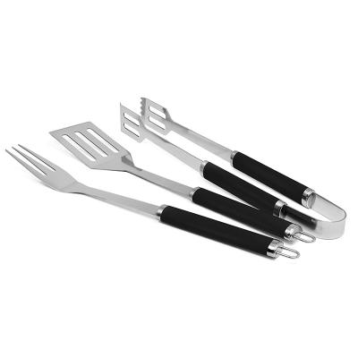 China Hot Sale Easily Cleaned Eco Friendley 3 PCS Stainless Steel BBQ Set Tools TPR Coating Handle BBQ Accessories for sale