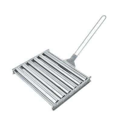 China Easily Cleaned Stainless Steel BBQ Sausage Roller Grill Hot Dog Roller With Forged Handle for sale