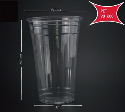 China Factory 600ml Tumbler Pet Cups For Qualified Disposable Plastic Clear Fruit Juice Transparent Disposable Cup Cold Drink and Takeout for sale