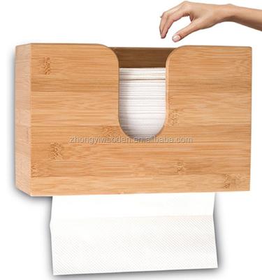 China 2021 Decorative Kitchen Wooden Bathroom Box Tissue Wall Mount Wooden Bamboo Paper Towel Dispenser for sale