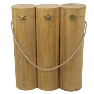 China Handmade Natural Wholesale Custom Cylindrical Wooden Wine Box FSC Wooden Box for sale