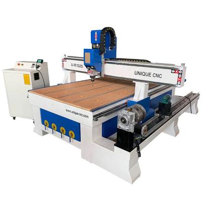 China Building Material Shops 4 Axis CNC Router Engraver Machine 1325 Wood Cutting Machine With Rotary Attachment for sale