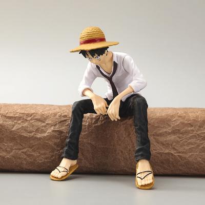 China Decorate 13cm One Piece Figure Anime Cartoon Sitting Luffy Top Anime Figure Toys PVC Model Toys for sale