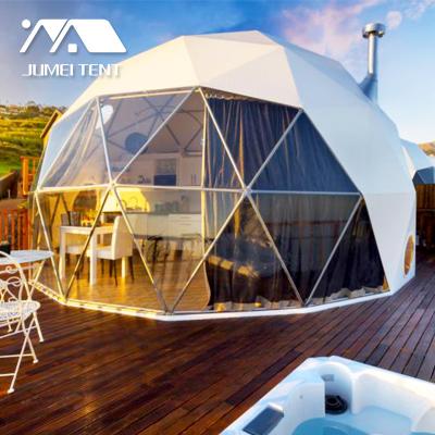 China Fireproof Luxury Geodesic Dome Family Hotel House Camping Winter Tent With Stove for sale