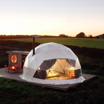 China Extended Type Winter Outdoor Luxury Igloo Glamping Clear Dome Geodesic House Tent With Chimney Insulation for sale