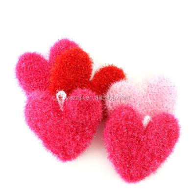 China Beautiful Sustainable High Quality Hand Crochet Acrylic Love Heart Shape Good Cleaning Fear Of Oil Pollution Kitchen Cloth for sale