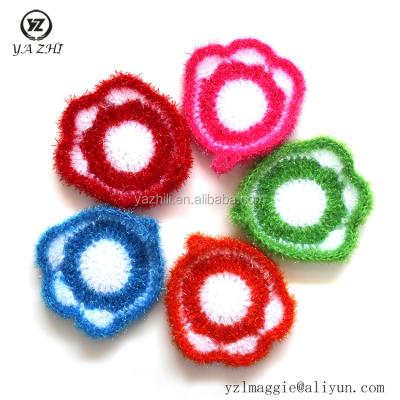 China Beautiful Sustainable Hand Crochet Bear-paw Acrylic Sponge Dish Scrubber for sale