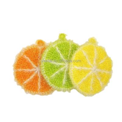 China New Design Beautiful High Quality Sustainable Hand Hook Double Layer Section Plane Lemon Dish Acrylic Scrubber, Washing Cleaning Pad, for sale