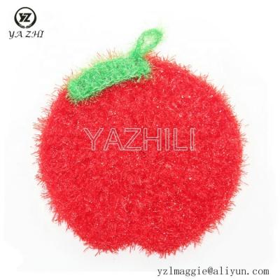 China Beautiful viable hand made crochet apple slice kitchen scrubber, kitchen scrubbie for sale