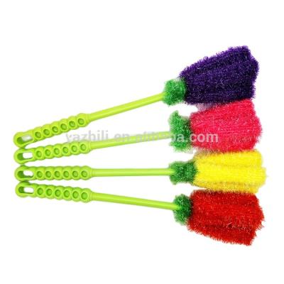 China Beautiful sustainable high quality hand crochet Korea yarn pink bottle brush, all wave cleaning, long handle, good cleaning the bottle for sale