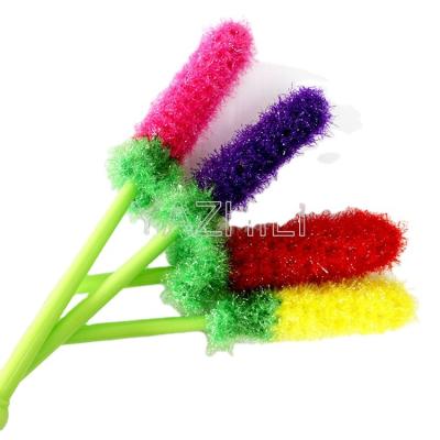 China Beautiful Sustainable High Quality Hand Crochet Korea Yarn Tulip Small Bottle Brush, All Wave Cleaning, Long Handle for sale