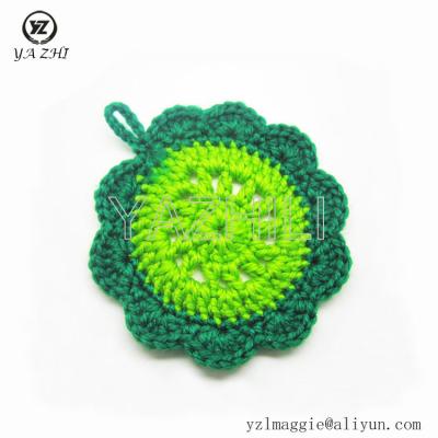 China Beautiful sustainable hand crochet acrylic yarn drink coaster, crochet mat, crochet pads for sale