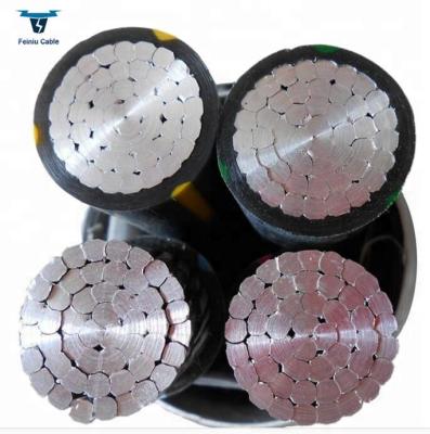 China Aerial tranmission cable 11kV 33kv 4 core aluminum twisted XLPE cable insulated aerial ABC aerial bundled cable for sale