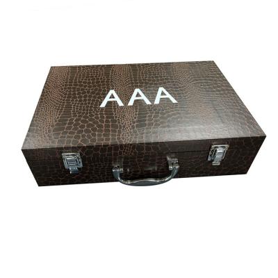 China Pu Leather Wine Box 4C UV Lamination Embossing Surface Finishing for sale