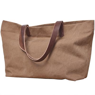 Cina Tela di cuoio Tote Bag Leather Handle Foldable Tote Bag della spalla in vendita