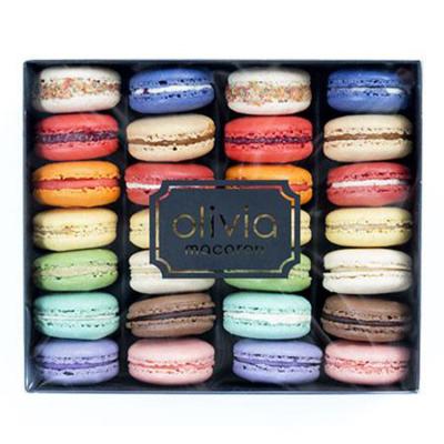 China Schwarze Luxuspappverpackengeschenk Macaron-Schieber-Kästen mit Fenster zu verkaufen