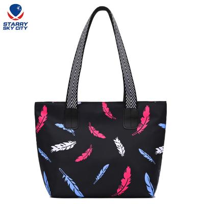 China New Fashion Style Portable Nylon Printing Floral Designer Shoulder Bag Tote Bag Shopping Bag Women for sale