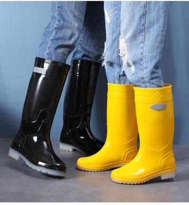 China CUSHIONING high tube rain boots ladies water shoes women rain long boots tube fashion waterproof shoes work overshoes for sale