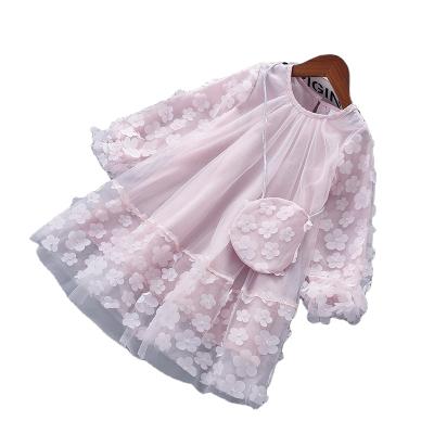 China New Chinese style spring children's skirt gauze flower bag dress of long sleeve dazzling girl for sale